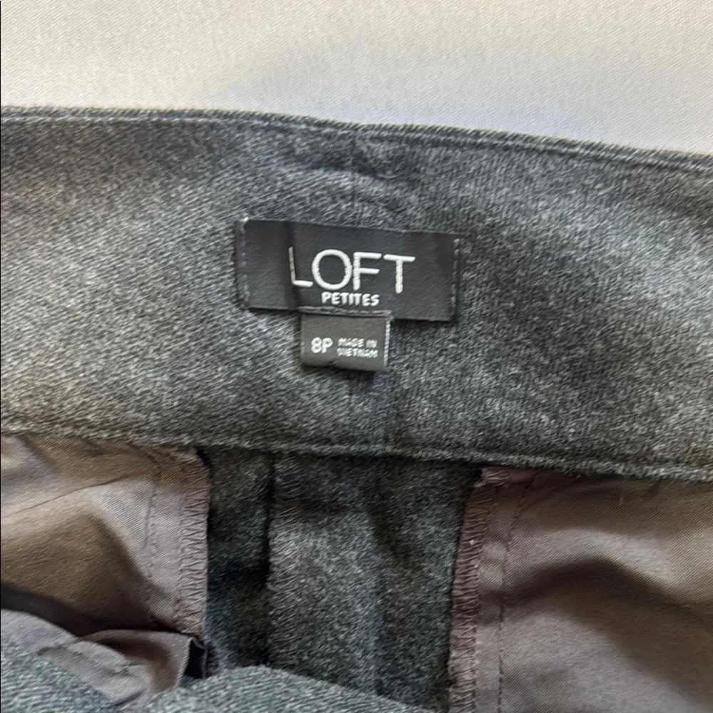 Ann Taylor LOFT Charcoal Gray Belted‎ Crop Trousers Tie Sash 8 petite wool like